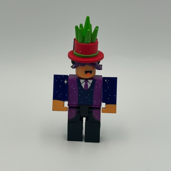 Roblox Character 2.75" Robo693 CrazyBlox with Plant Hat, no code - Picture 2 of 5